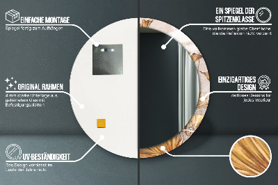 Miroir rond imprimé Feuilles d'or
