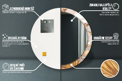 Miroir rond imprimé Feuilles d'or
