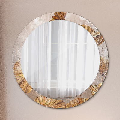Miroir rond imprimé Feuilles d'or
