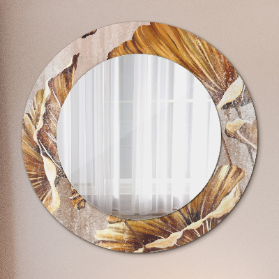 Miroir rond imprimé Feuilles d'or