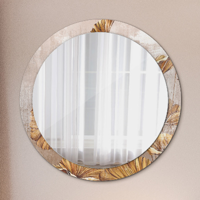 Miroir rond imprimé Feuilles d'or