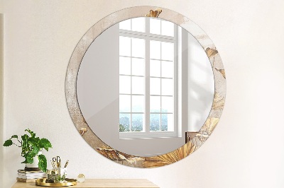 Miroir rond imprimé Feuilles d'or