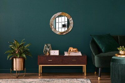 Miroir rond imprimé Feuilles d'or