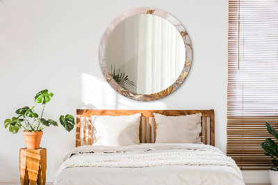 Miroir rond imprimé Feuilles d'or