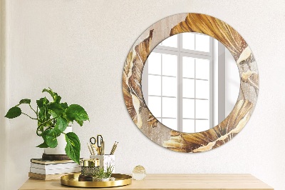 Miroir rond imprimé Feuilles d'or