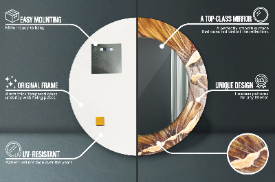 Miroir rond imprimé Feuilles d'or