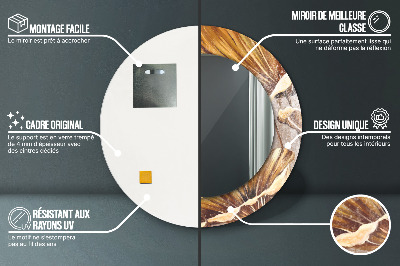 Miroir rond imprimé Feuilles d'or