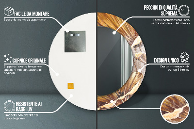 Miroir rond imprimé Feuilles d'or