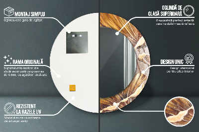 Miroir rond imprimé Feuilles d'or