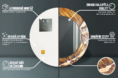 Miroir rond imprimé Feuilles d'or