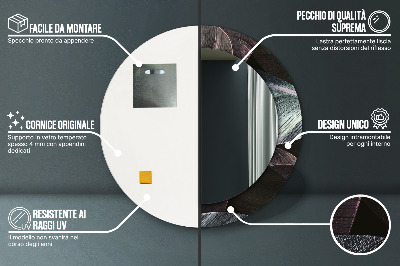 Miroir rond avec décoration Feuilles tropicales foncées