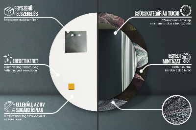 Miroir rond avec décoration Feuilles tropicales foncées