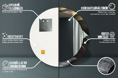 Miroir rond avec décoration Feuilles tropicales foncées