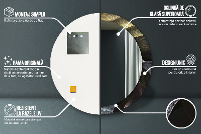 Miroir rond avec décoration Feuilles tropicales foncées