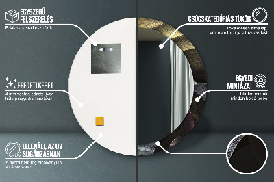 Miroir rond avec décoration Feuilles tropicales foncées