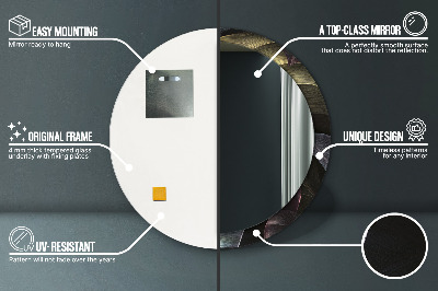 Miroir rond avec décoration Feuilles tropicales foncées