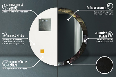 Miroir rond avec décoration Feuilles tropicales foncées