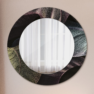 Miroir rond avec décoration Feuilles tropicales foncées