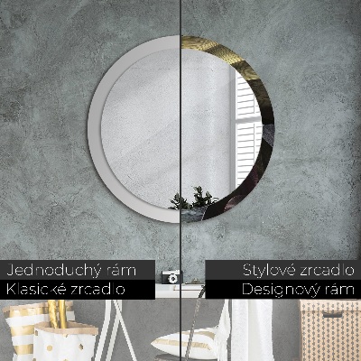 Miroir rond avec décoration Feuilles tropicales foncées