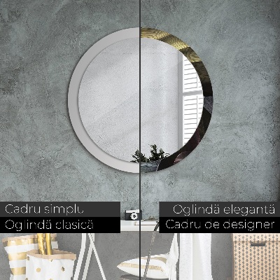 Miroir rond avec décoration Feuilles tropicales foncées