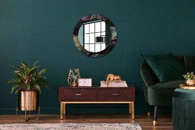 Miroir rond avec décoration Feuilles tropicales foncées