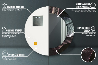 Miroir rond avec décoration Feuilles tropicales foncées