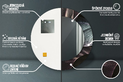 Miroir rond avec décoration Feuilles tropicales foncées