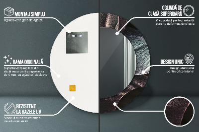 Miroir rond avec décoration Feuilles tropicales foncées