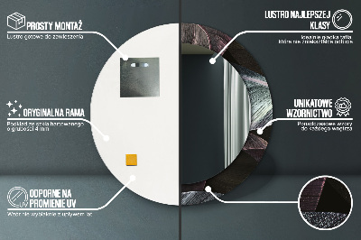 Miroir rond avec décoration Feuilles tropicales foncées