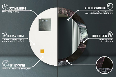 Miroir rond avec décoration Feuilles tropicales foncées