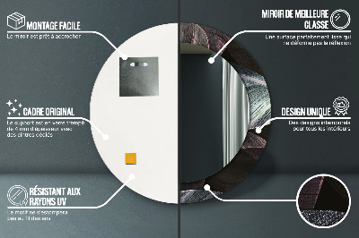 Miroir rond avec décoration Feuilles tropicales foncées