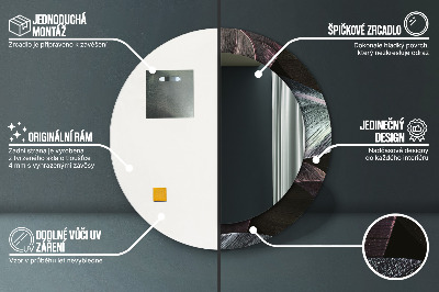 Miroir rond avec décoration Feuilles tropicales foncées