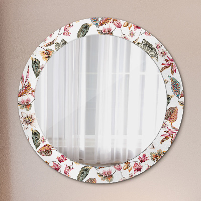 Miroir rond imprimé Fleurs vintage