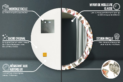 Miroir rond imprimé Fleurs vintage