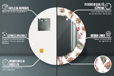 Miroir rond imprimé Fleurs vintage