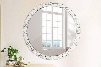 Miroir rond avec décoration Moineaux oiseaux branches