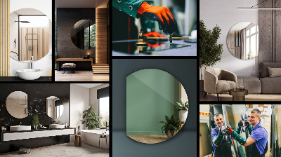 Miroir rond coupé contemporain