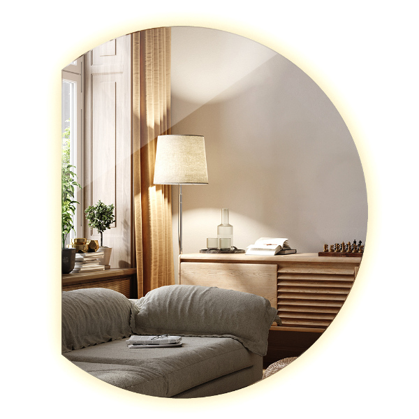 Miroir demi cercle lumineux