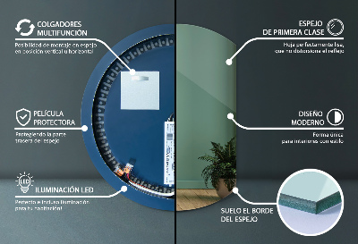 Miroir demi cercle lumineux