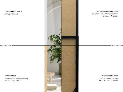 Miroir sur pied avec cadre noir 36x156 cm