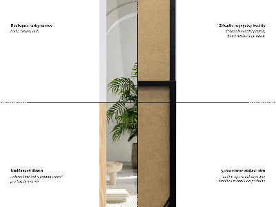 Miroir sur pied dans un cadre de couleur chêne 36x156 cm