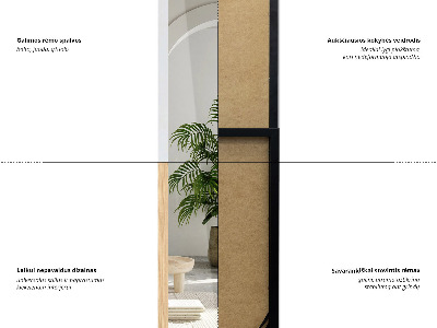 Miroir sur pied dans un cadre de couleur chêne 36x156 cm