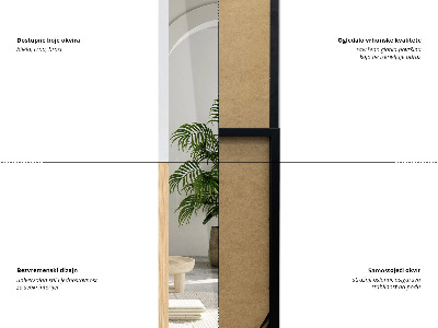 Miroir sur pied dans un cadre de couleur chêne 36x156 cm