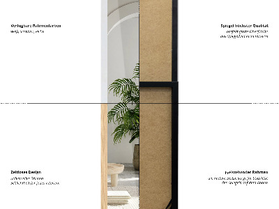 Miroir sur pied dans un cadre de couleur chêne 36x156 cm