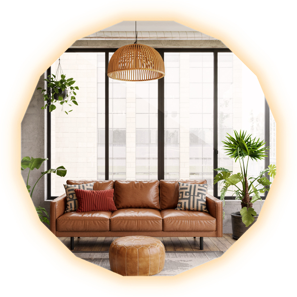 Miroir géométrique avec éclairage LED