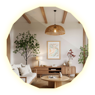 Miroir géométrique avec éclairage LED