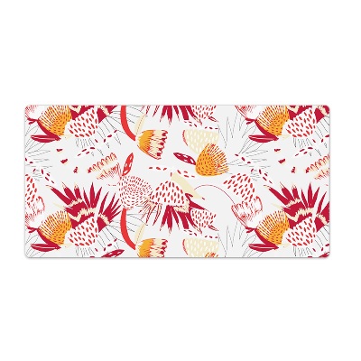 Sous-main bureau Motif de fleurs rouges