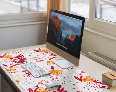 Sous-main bureau Motif de fleurs rouges