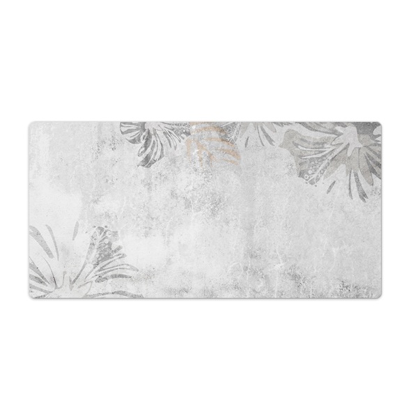 Sous-main bureau Béton gris et fleurs