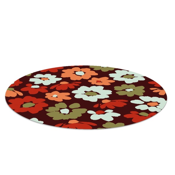 Tapis fauteuil bureau rond Fleurs sauvages